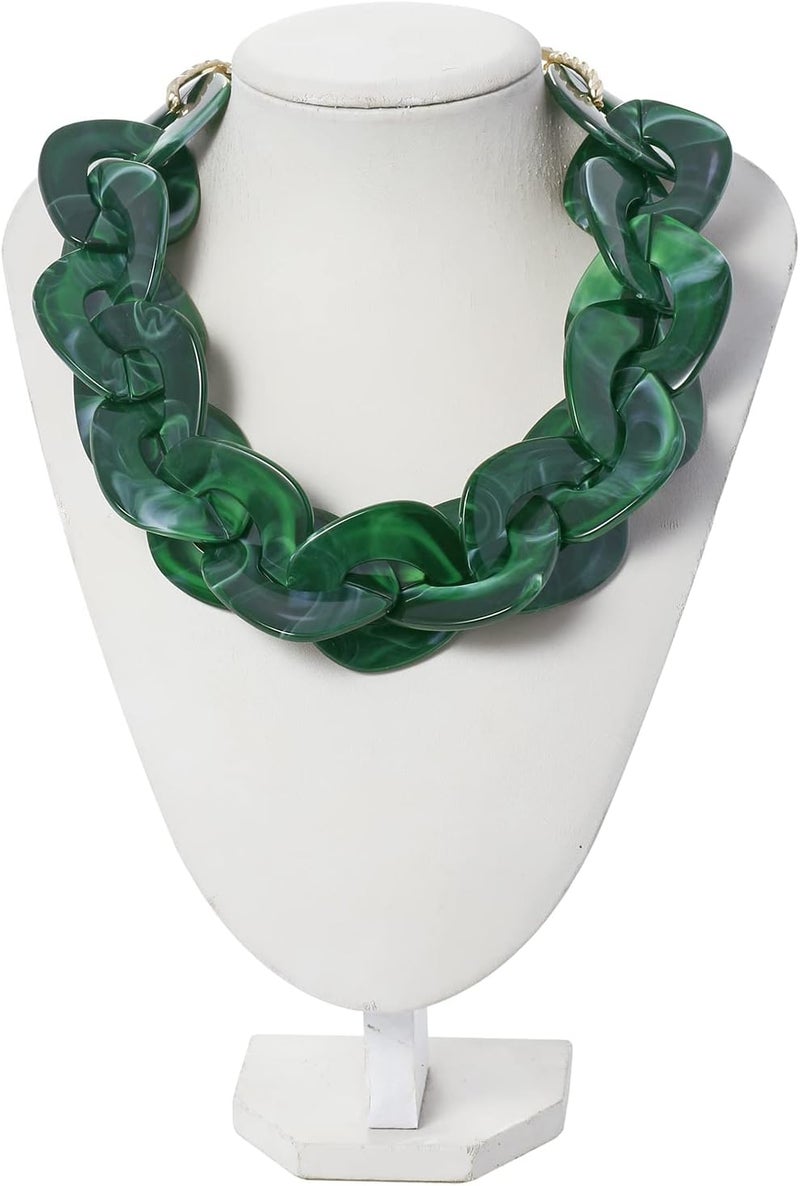 Bocar Statement Chunky Acrylic Cuban Choker Necklace Fashion Bib Collar Chain Necklace for Women(NK-10666) - Image 2